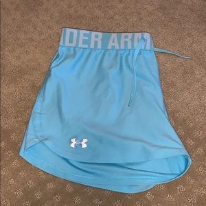 Baby blue under armour shorts
